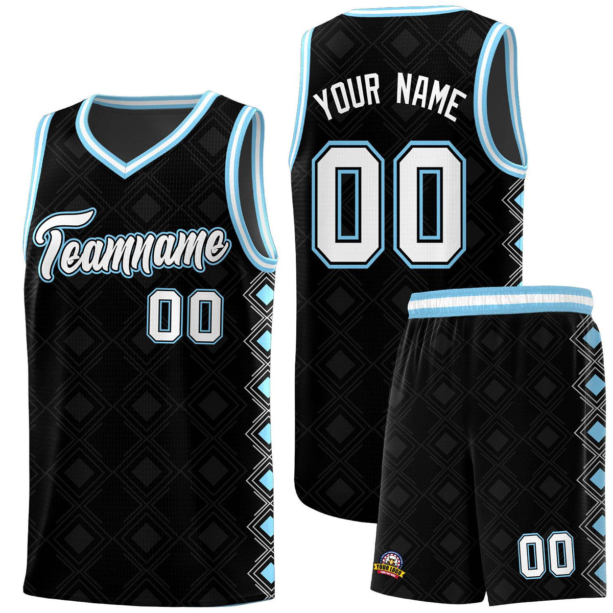 Custom Black Side Blocks Sports Uniform Basketball Jersey