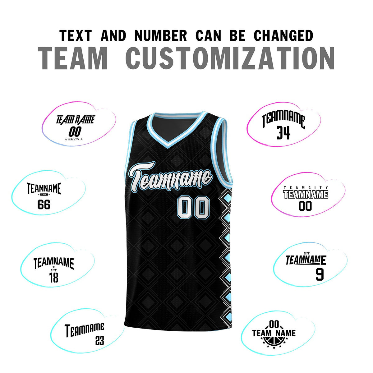 Custom Black Side Blocks Sports Uniform Basketball Jersey