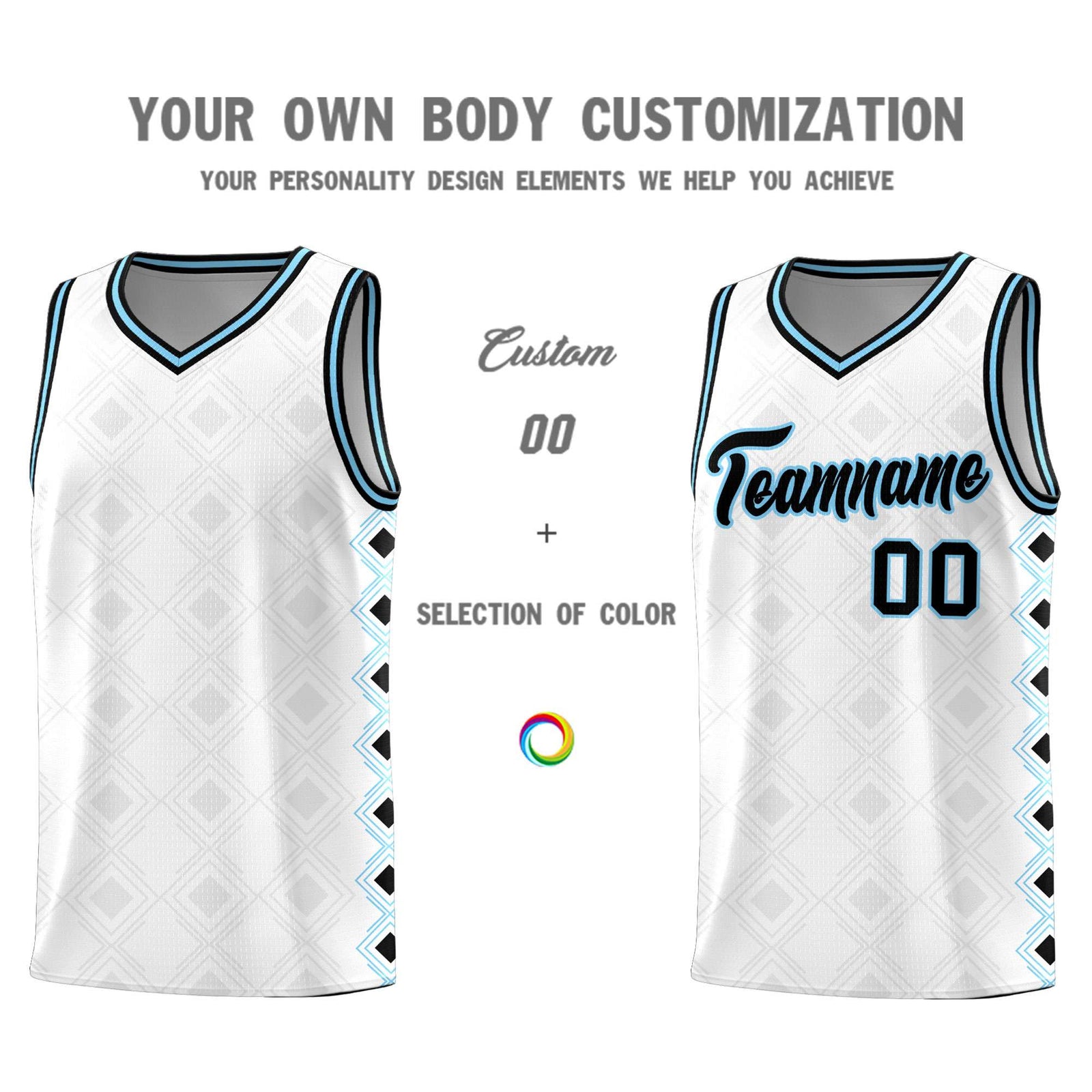 Custom White Side Blocks Sports Uniform Basketball Jersey
