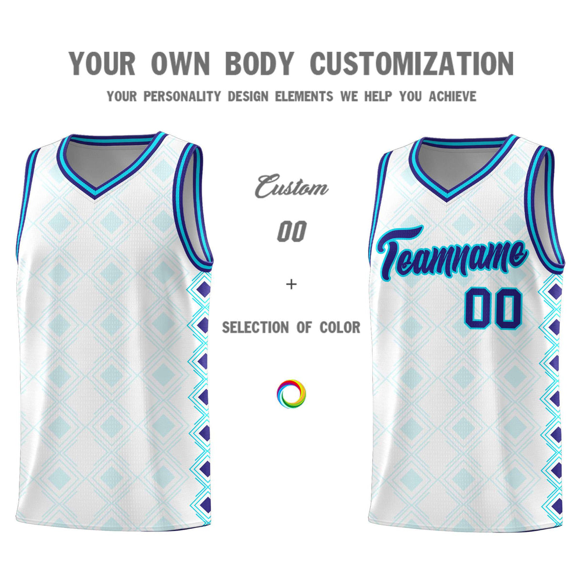 Custom White Side Blocks Sports Uniform Basketball Jersey