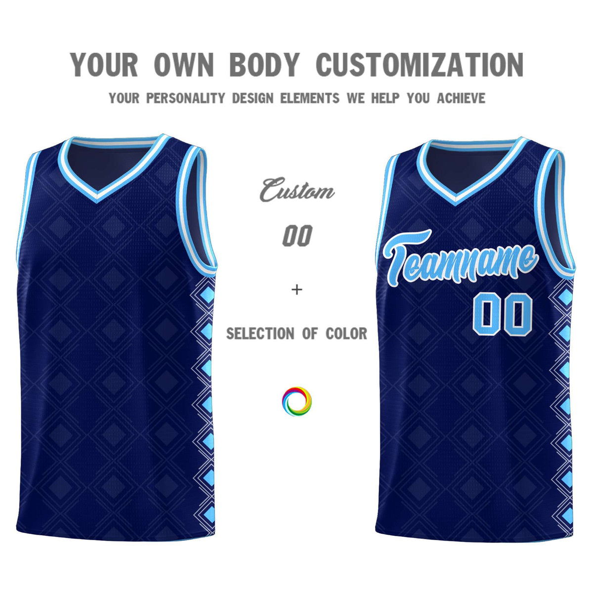 Custom Navy Side Blocks Sports Uniform Basketball Jersey