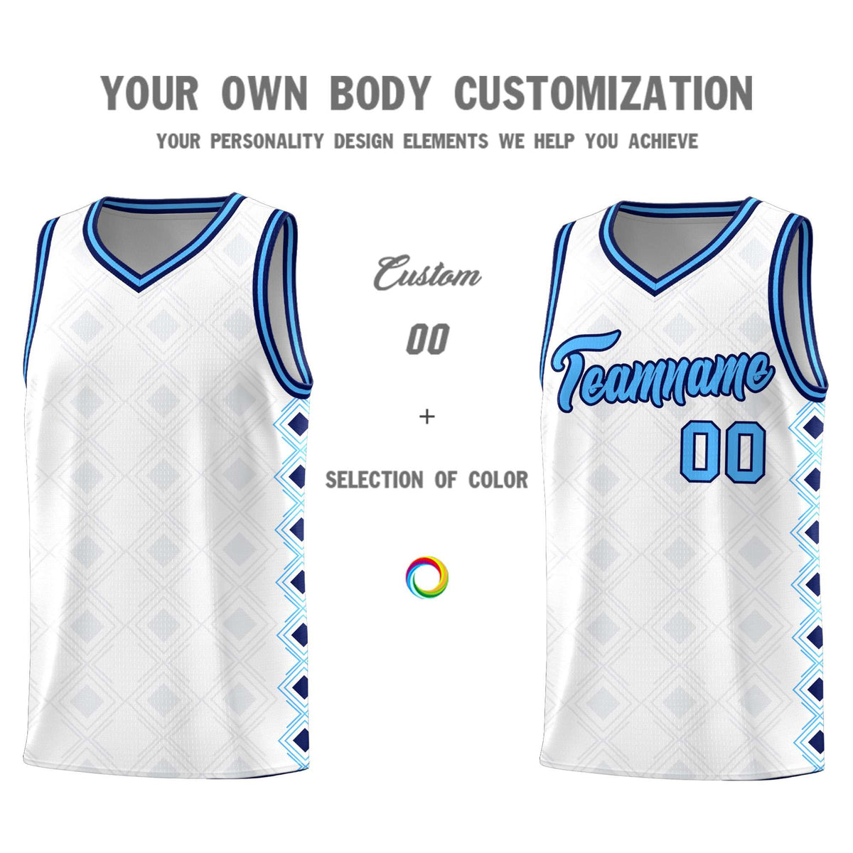 Custom White Side Blocks Sports Uniform Basketball Jersey