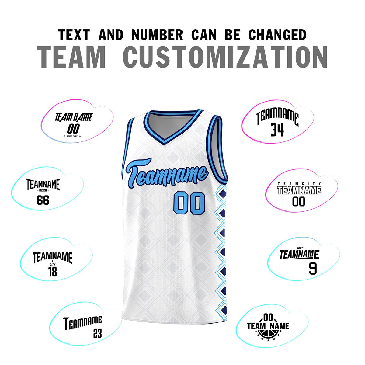 Custom White Side Blocks Sports Uniform Basketball Jersey