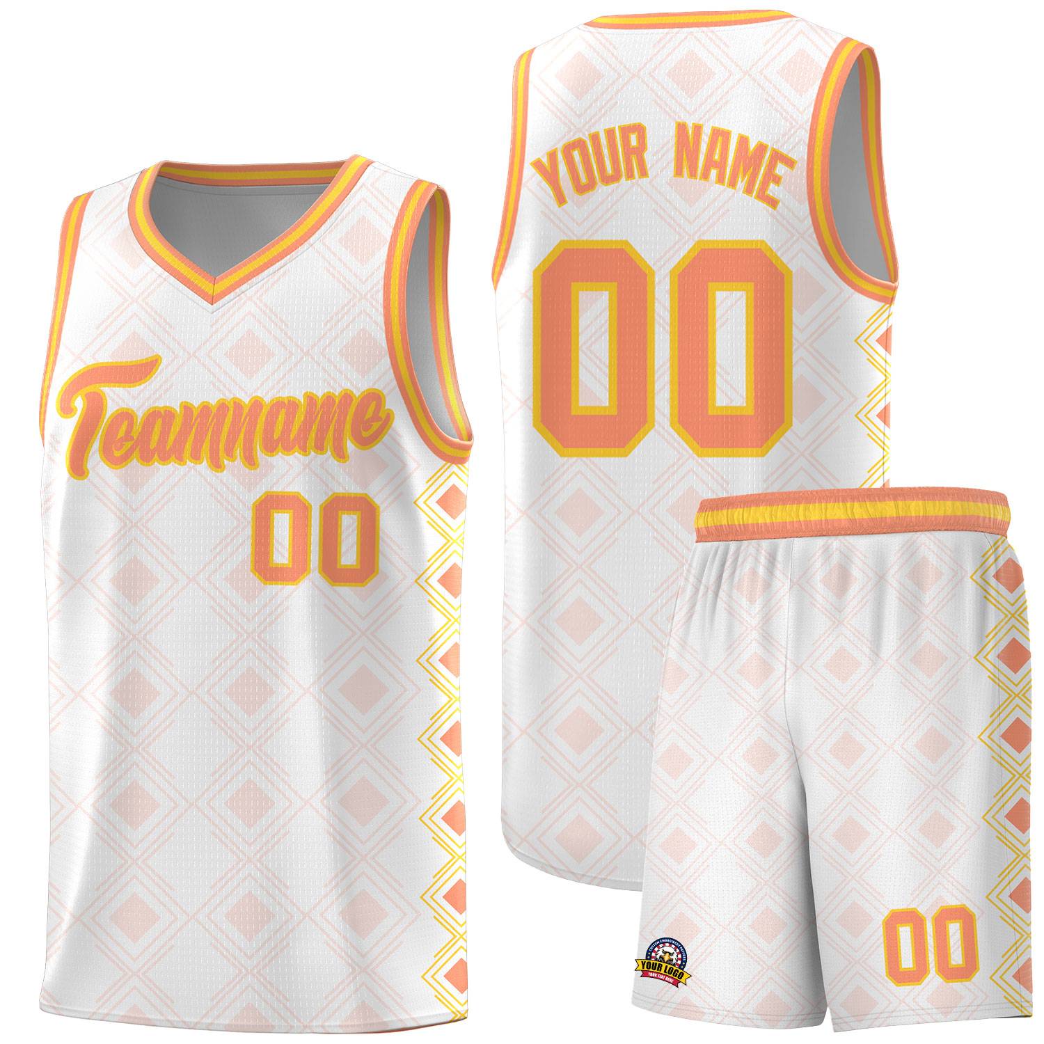 Custom White Side Blocks Sports Uniform Basketball Jersey