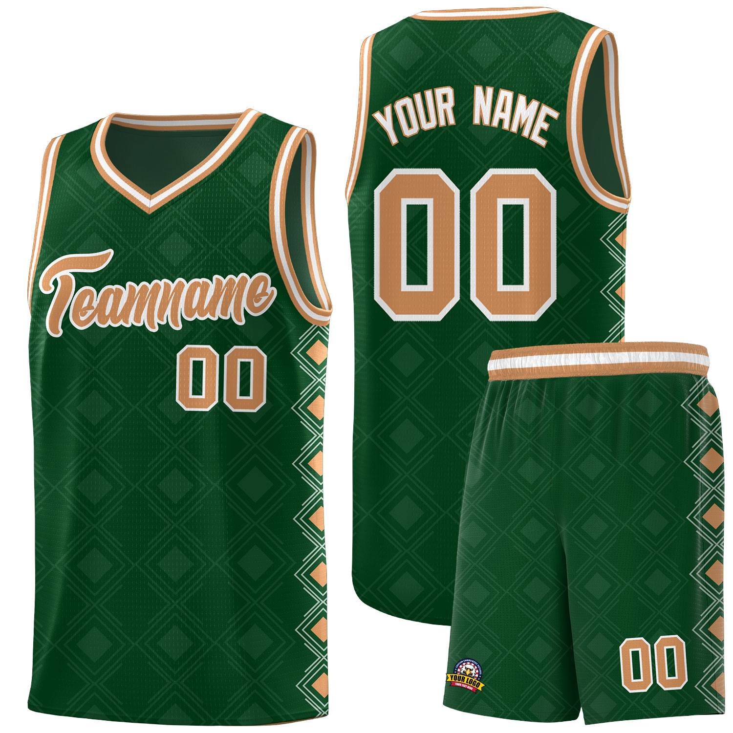 Custom Kelly Green Side Blocks Sports Uniform Basketball Jersey