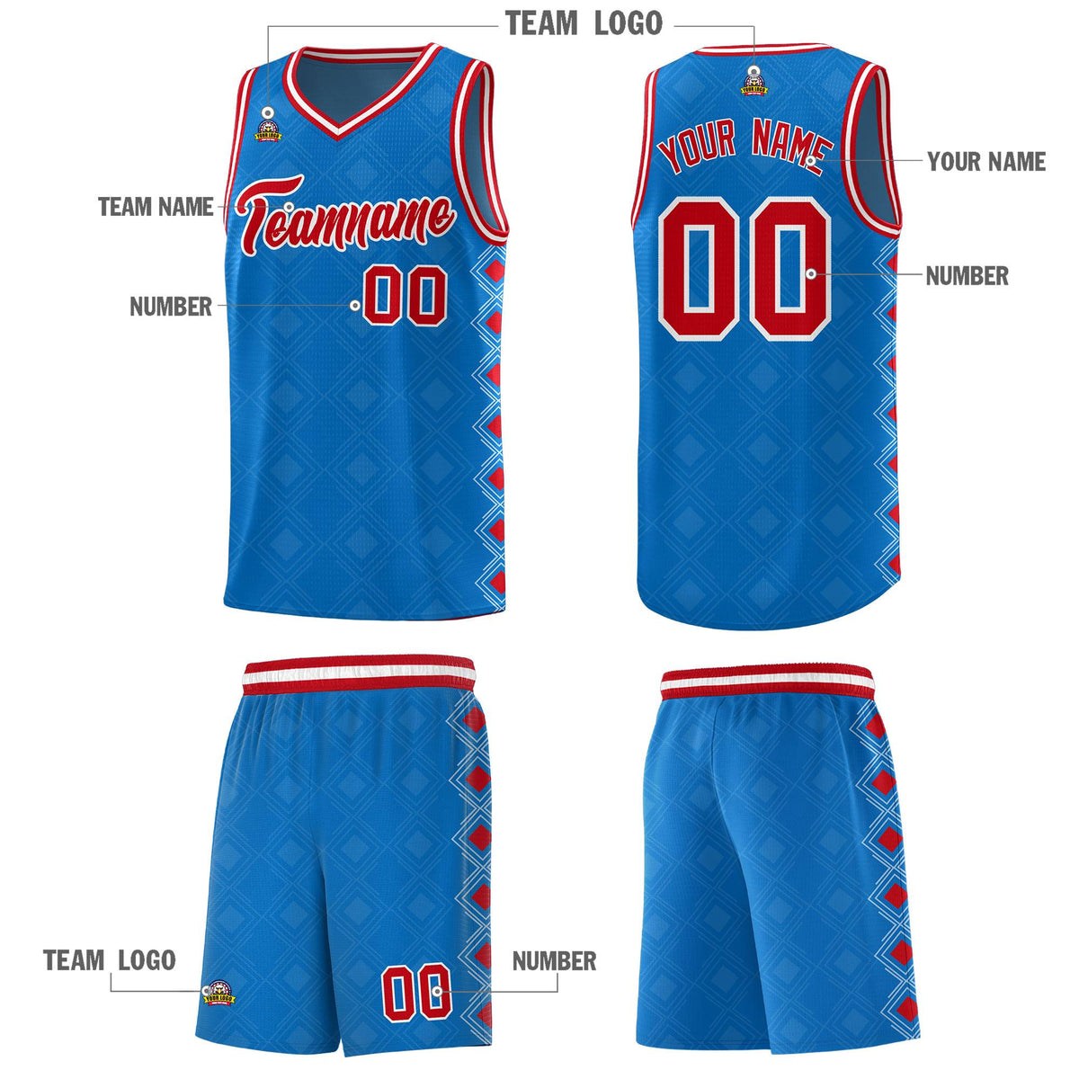 Custom Royal Side Blocks Sports Uniform Basketball Jersey