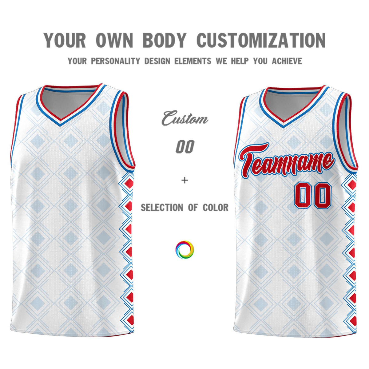 Custom White Side Blocks Sports Uniform Basketball Jersey