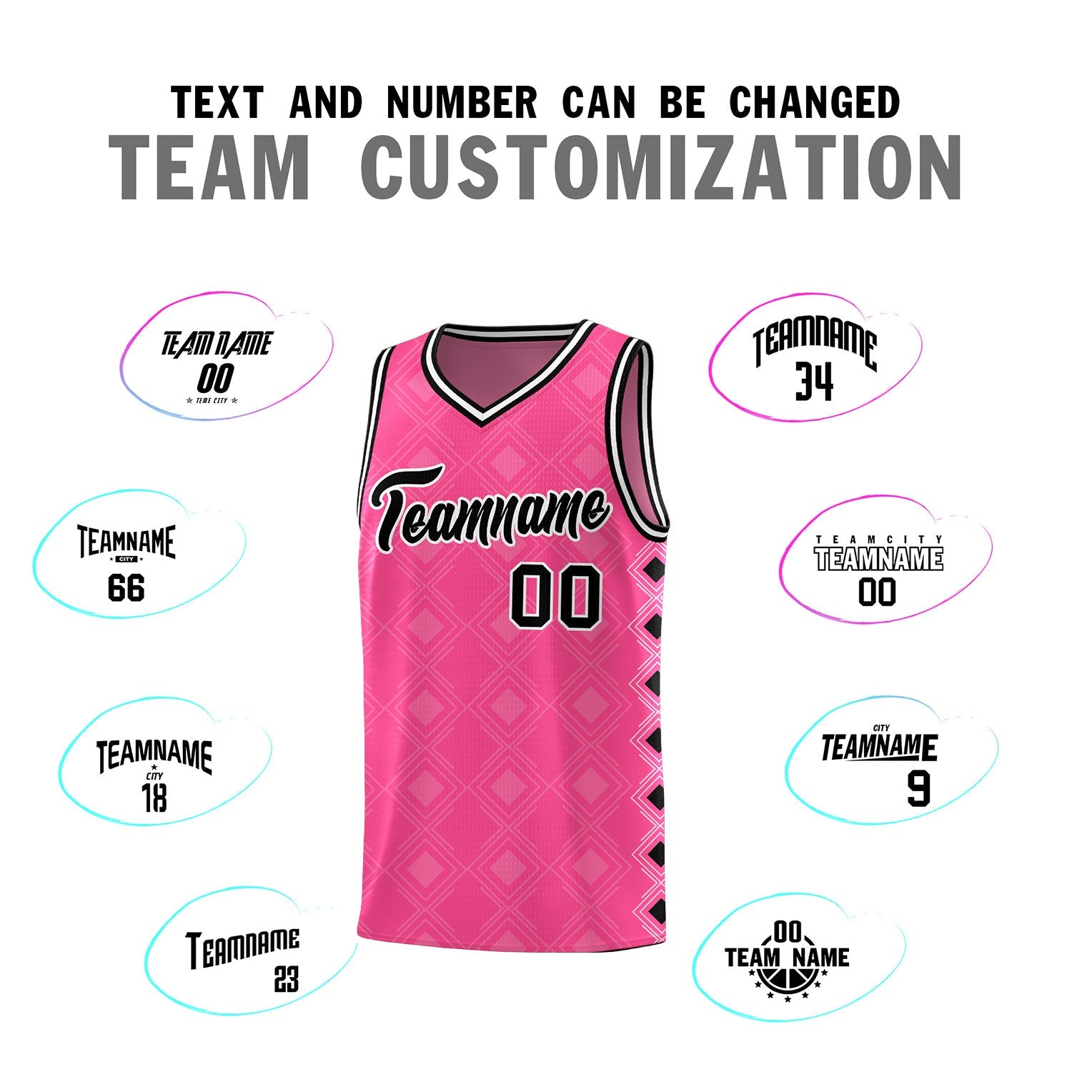 Custom Pink Side Blocks Sports Uniform Basketball Jersey