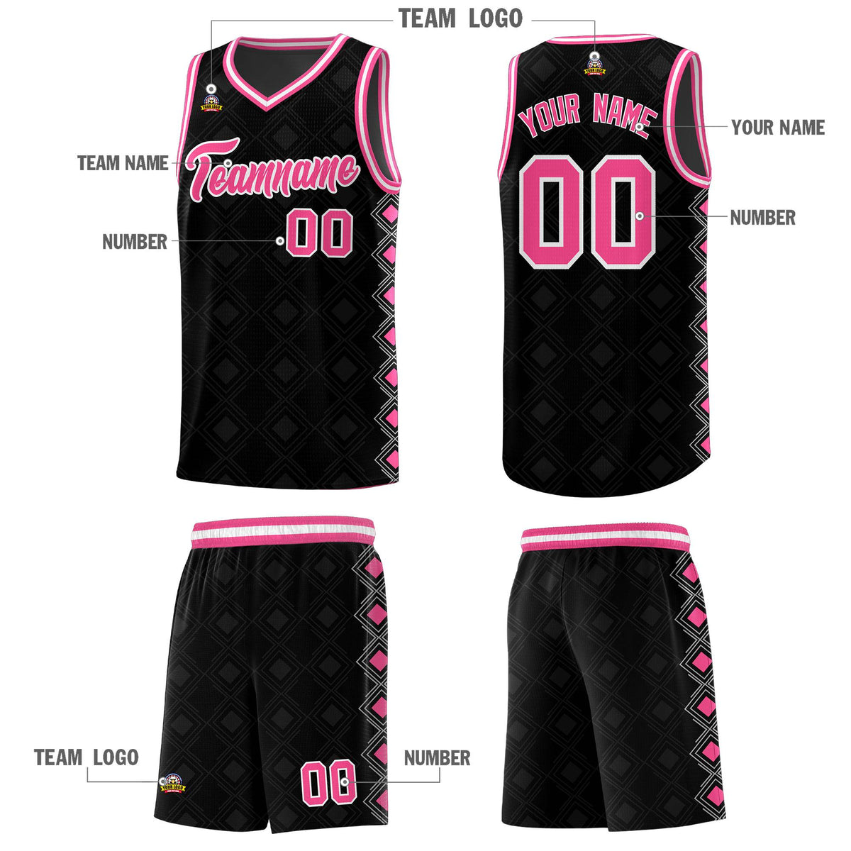 Custom Black Side Blocks Sports Uniform Basketball Jersey