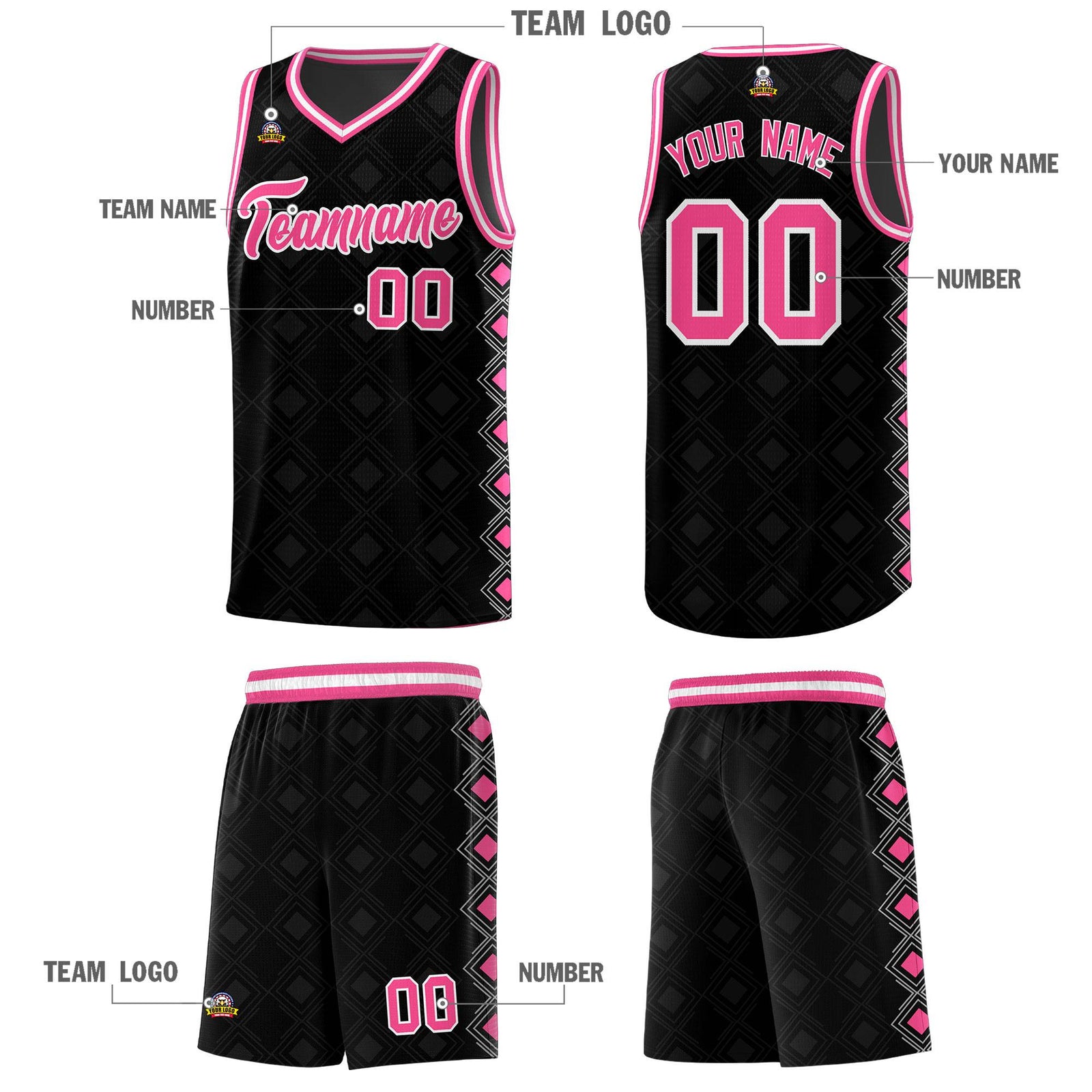 Custom Black Side Blocks Sports Uniform Basketball Jersey