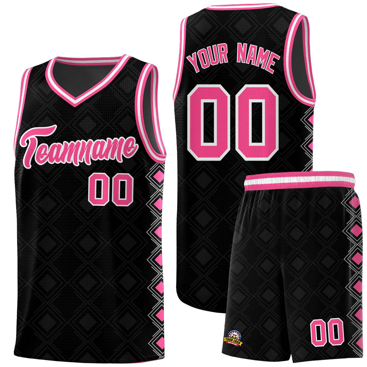 Custom Black Side Blocks Sports Uniform Basketball Jersey