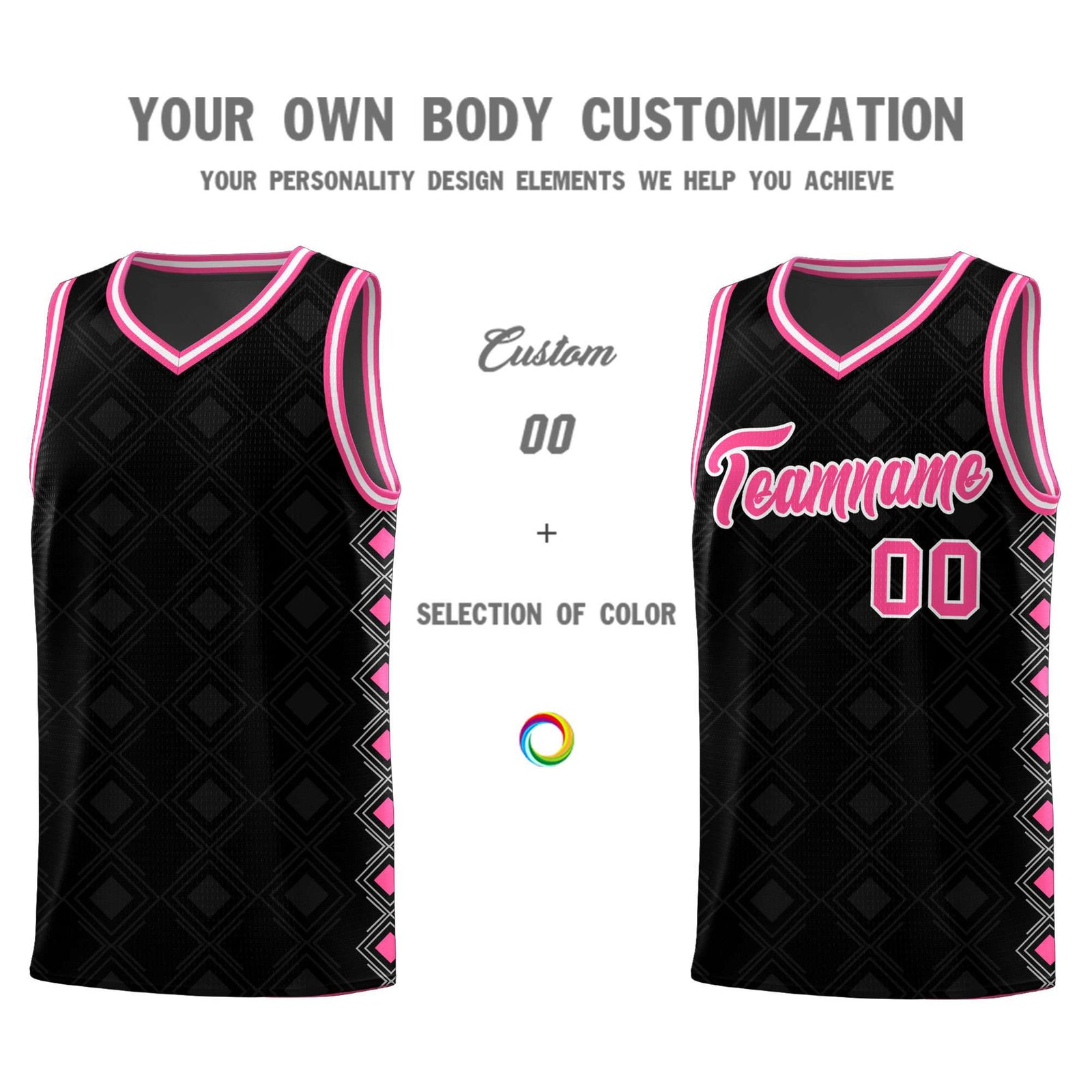 Custom Black Side Blocks Sports Uniform Basketball Jersey