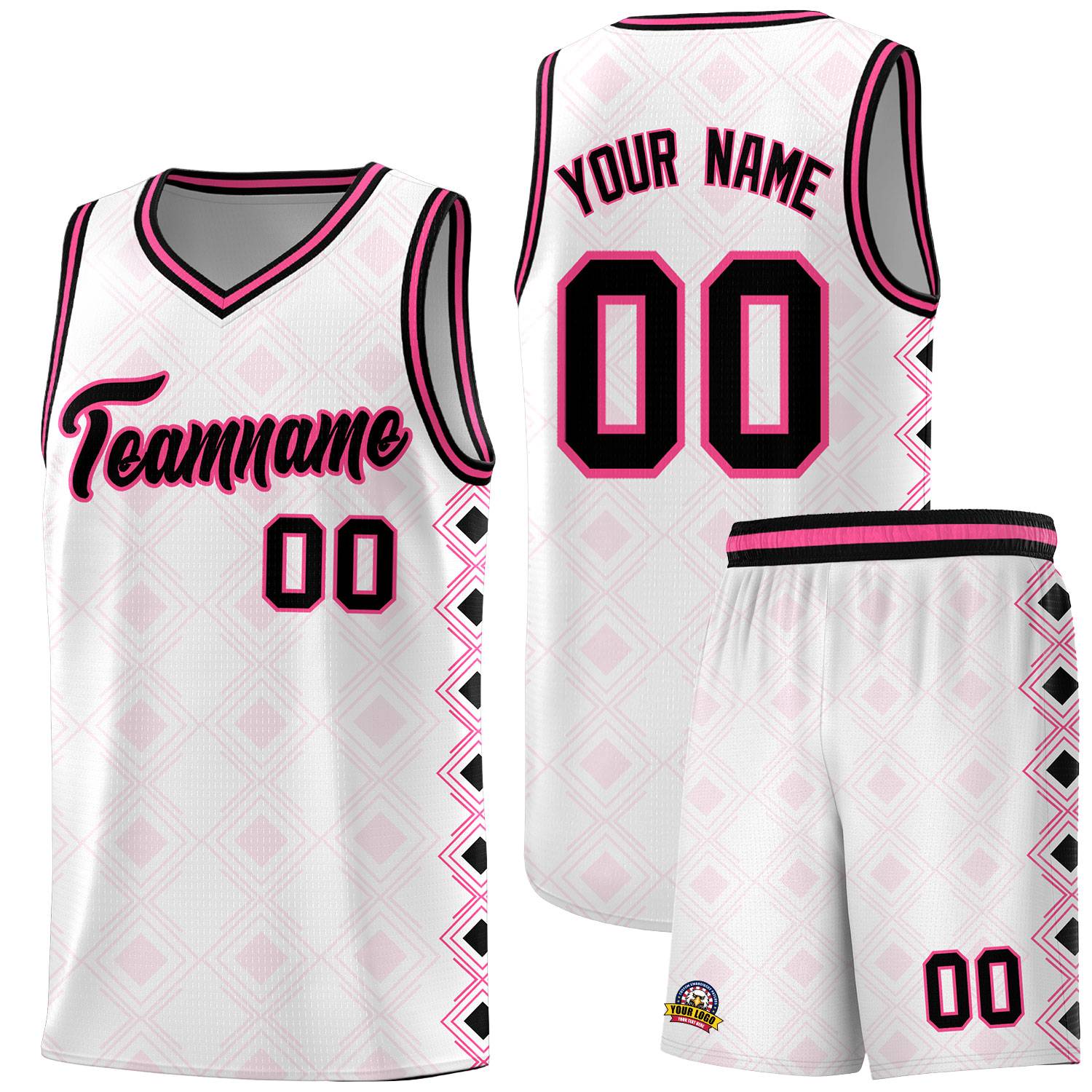 Custom White Side Blocks Sports Uniform Basketball Jersey