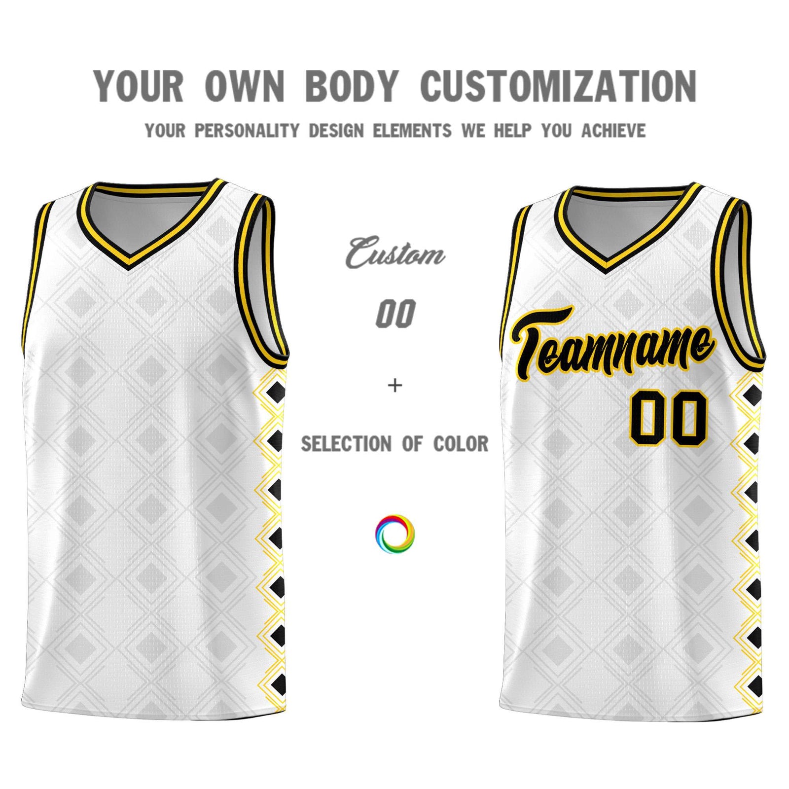 Custom White Side Blocks Sports Uniform Basketball Jersey
