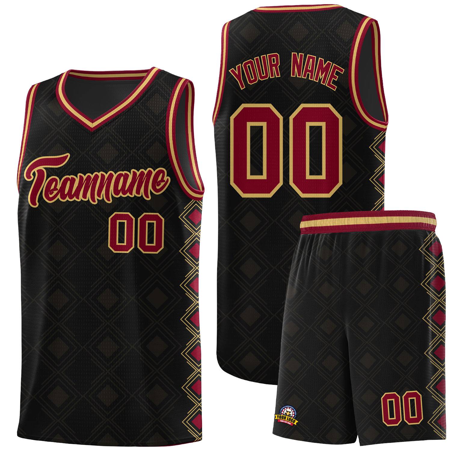 Custom Black Side Blocks Sports Uniform Basketball Jersey