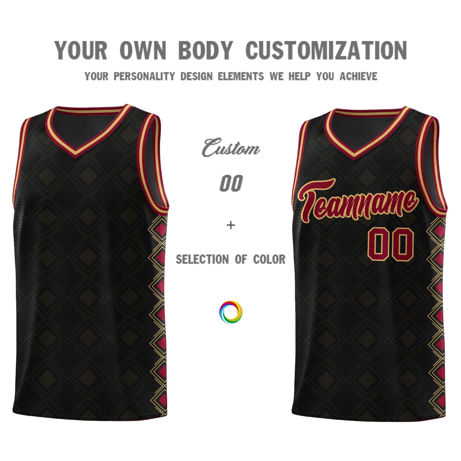 Custom Black Side Blocks Sports Uniform Basketball Jersey