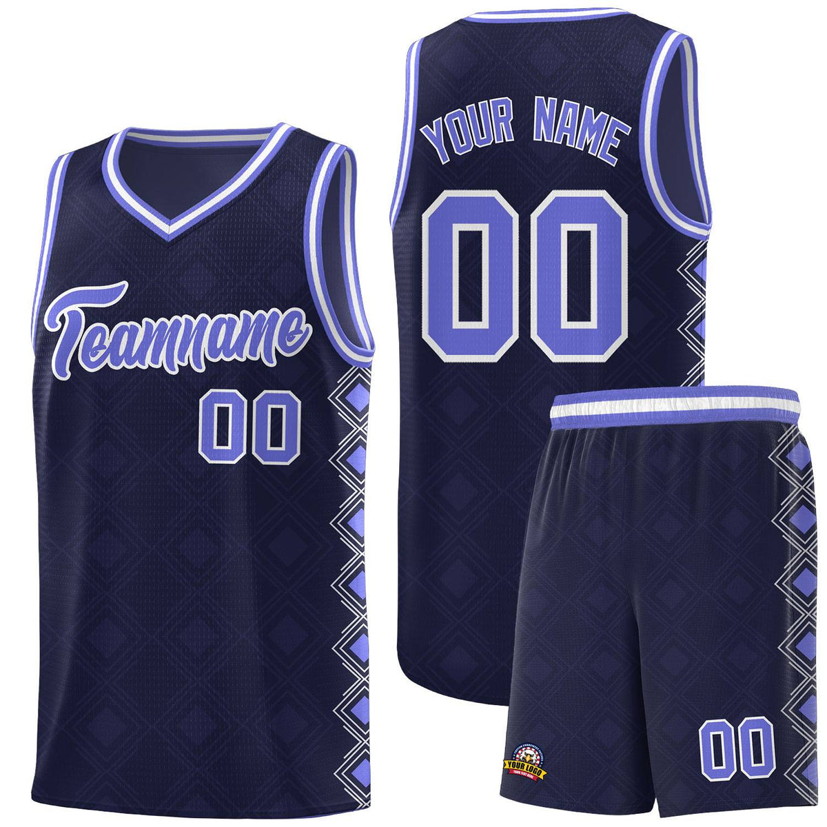 Custom Navy Side Blocks Sports Uniform Basketball Jersey