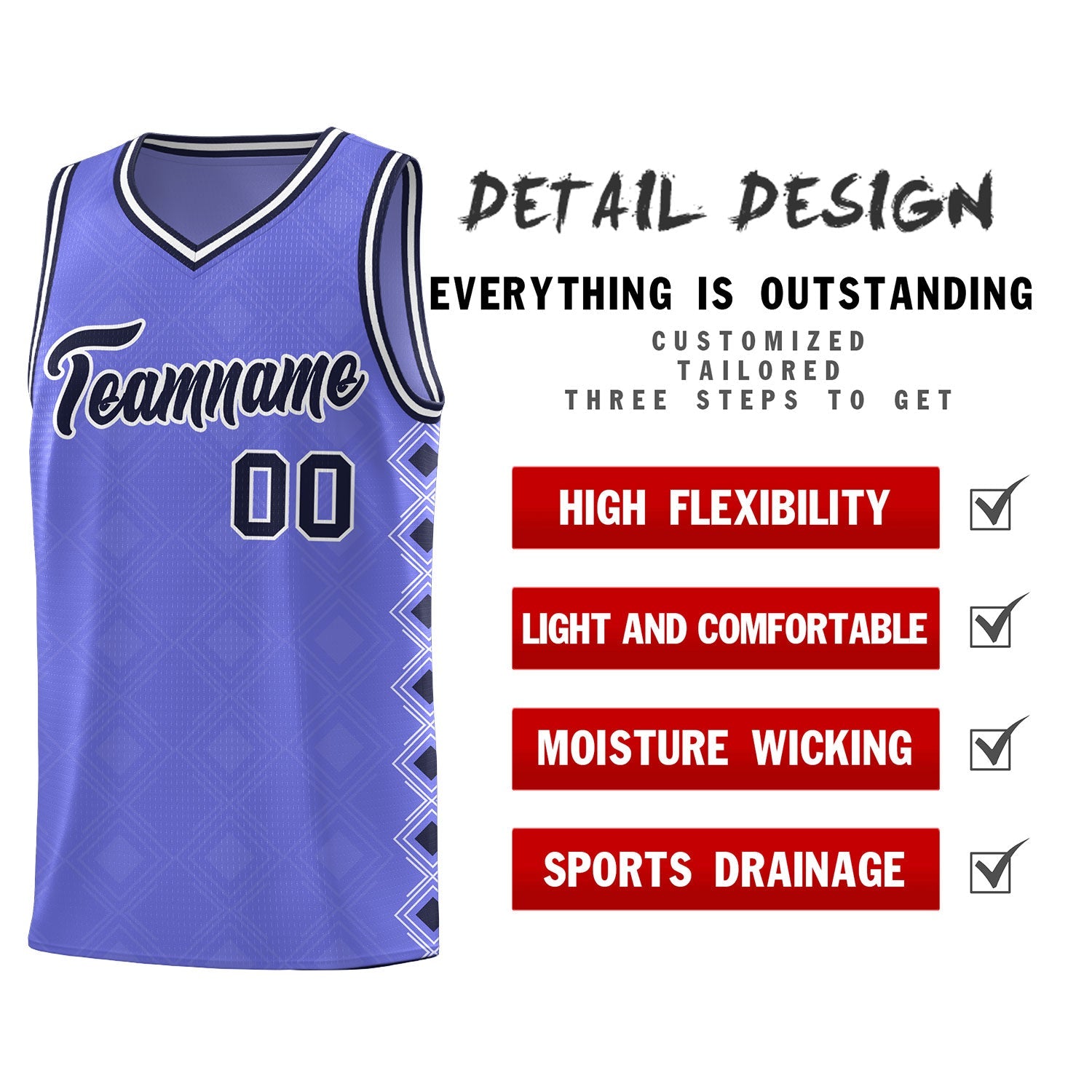 Custom Purple Side Blocks Sports Uniform Basketball Jersey