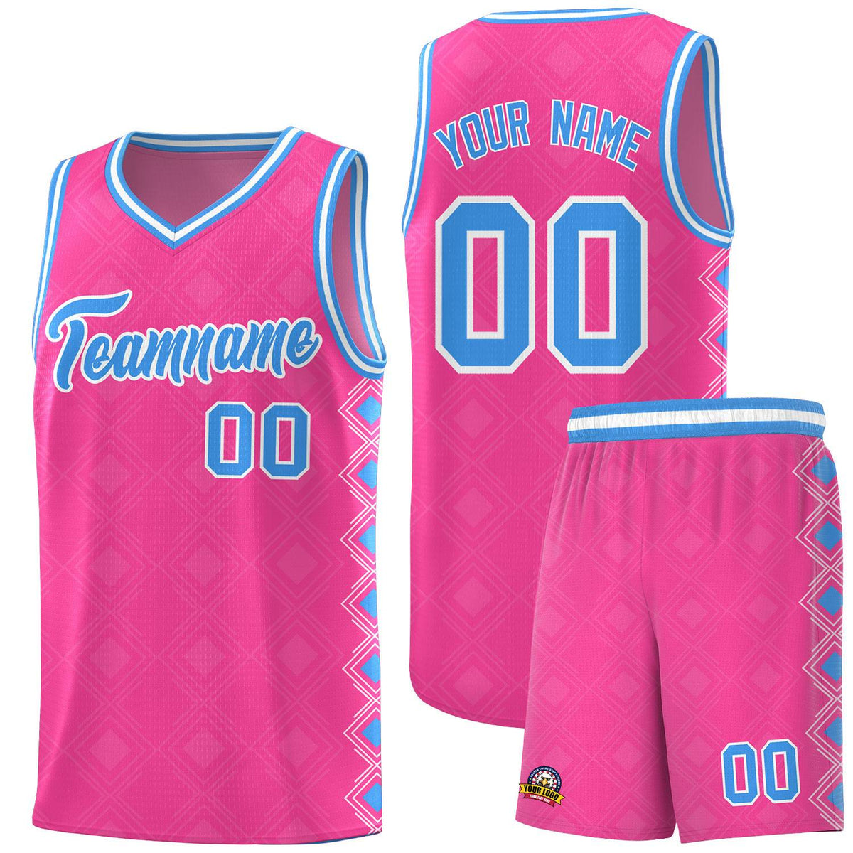 Custom Pink Side Blocks Sports Uniform Basketball Jersey