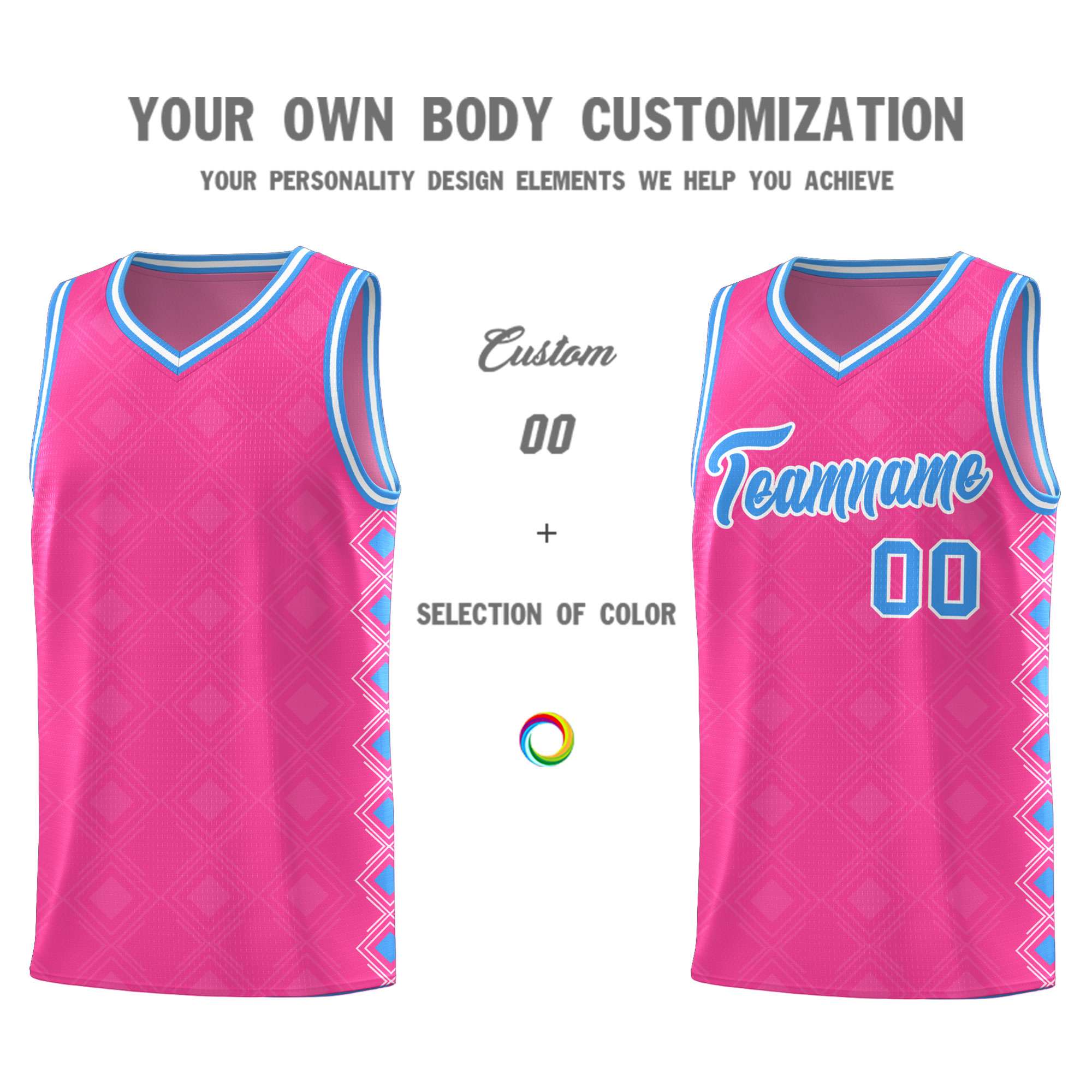 Custom Pink Side Blocks Sports Uniform Basketball Jersey