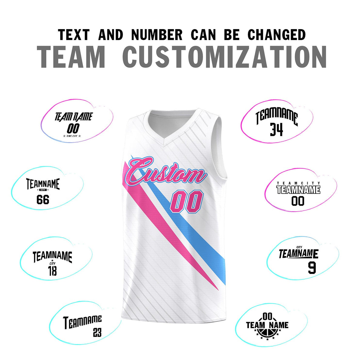 Custom White Diagonal Pinstripe Pattern Color Block Sports Uniform Basketball Jersey