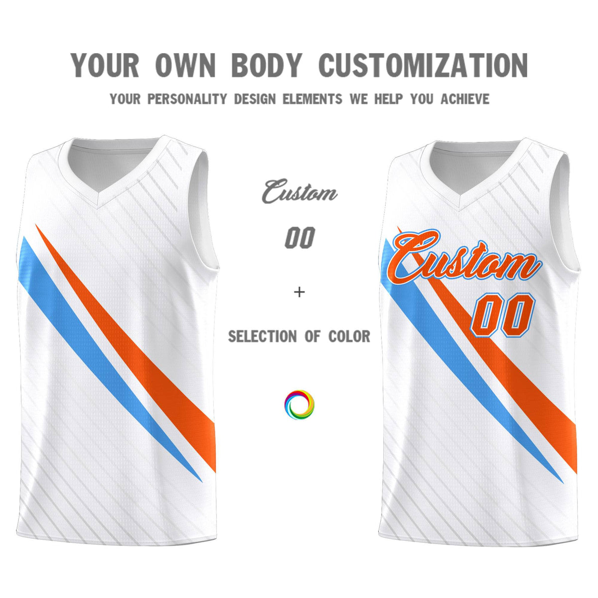 Custom White Diagonal Pinstripe Pattern Color Block Sports Uniform Basketball Jersey