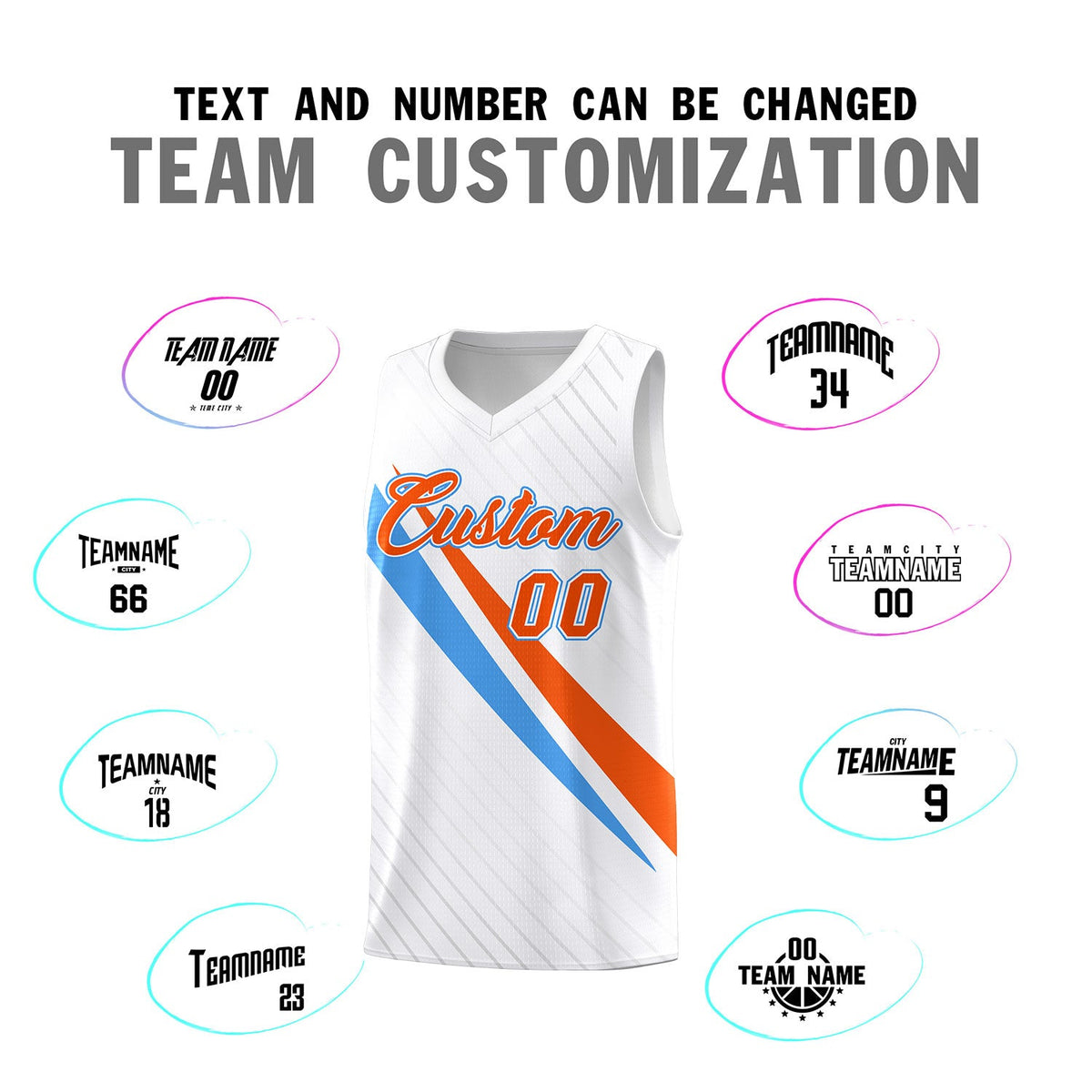 Custom White Diagonal Pinstripe Pattern Color Block Sports Uniform Basketball Jersey