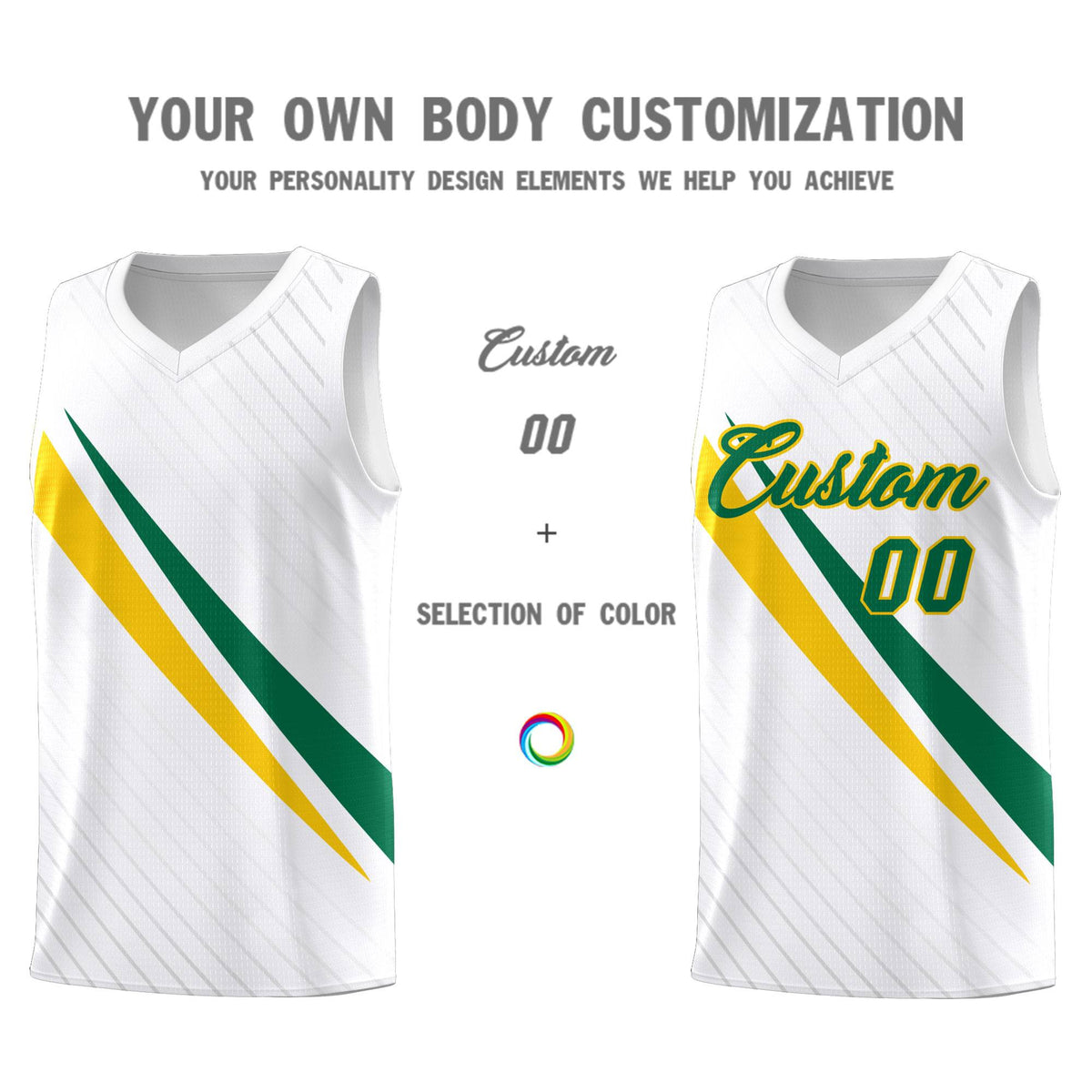 Custom White Diagonal Pinstripe Pattern Color Block Sports Uniform Basketball Jersey