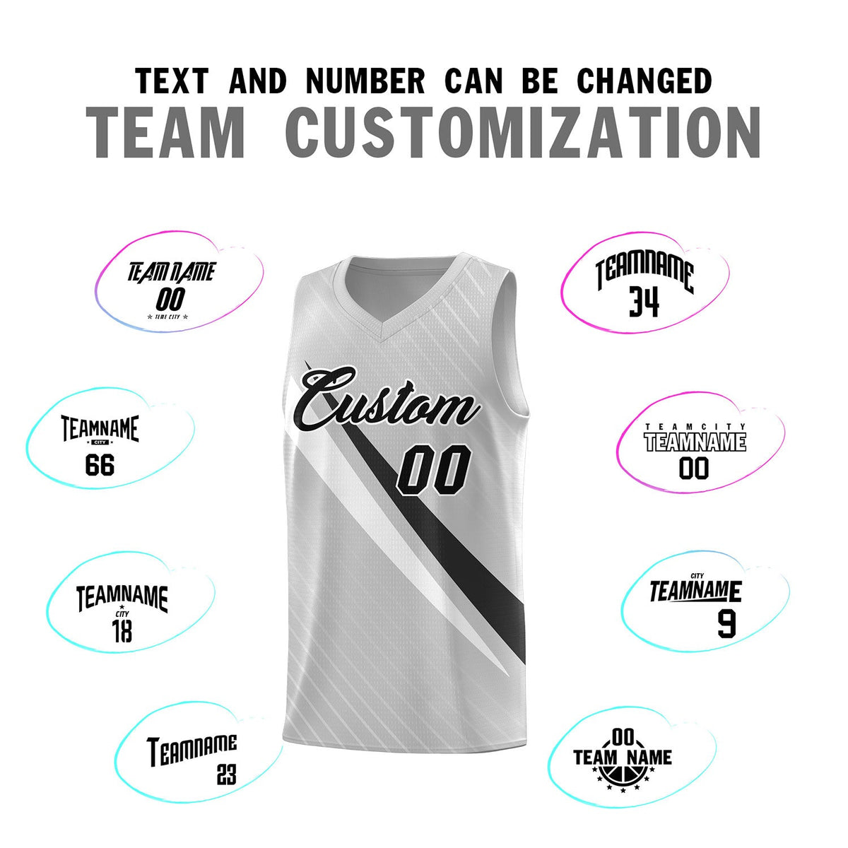 Custom Gray Diagonal Pinstripe Pattern Color Block Sports Uniform Basketball Jersey