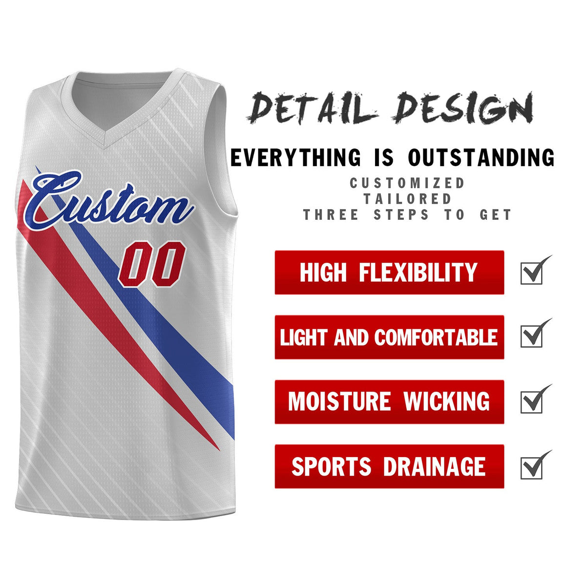 Custom Gray Diagonal Pinstripe Pattern Color Block Sports Uniform Basketball Jersey