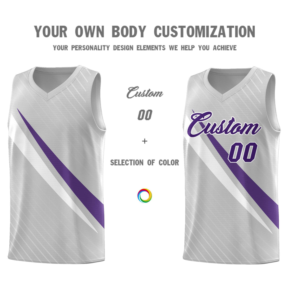 Custom Gray Diagonal Pinstripe Pattern Color Block Sports Uniform Basketball Jersey