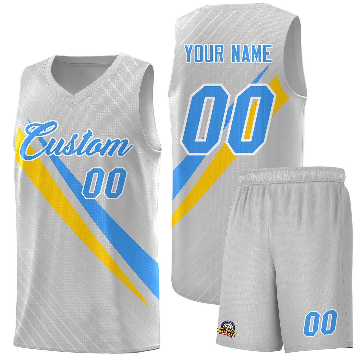 Custom Gray Diagonal Pinstripe Pattern Color Block Sports Uniform Basketball Jersey