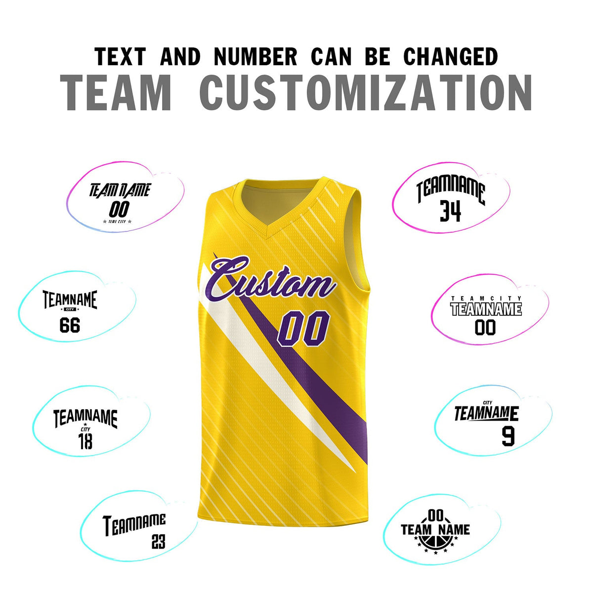 Custom Gold Diagonal Pinstripe Pattern Color Block Sports Uniform Basketball Jersey