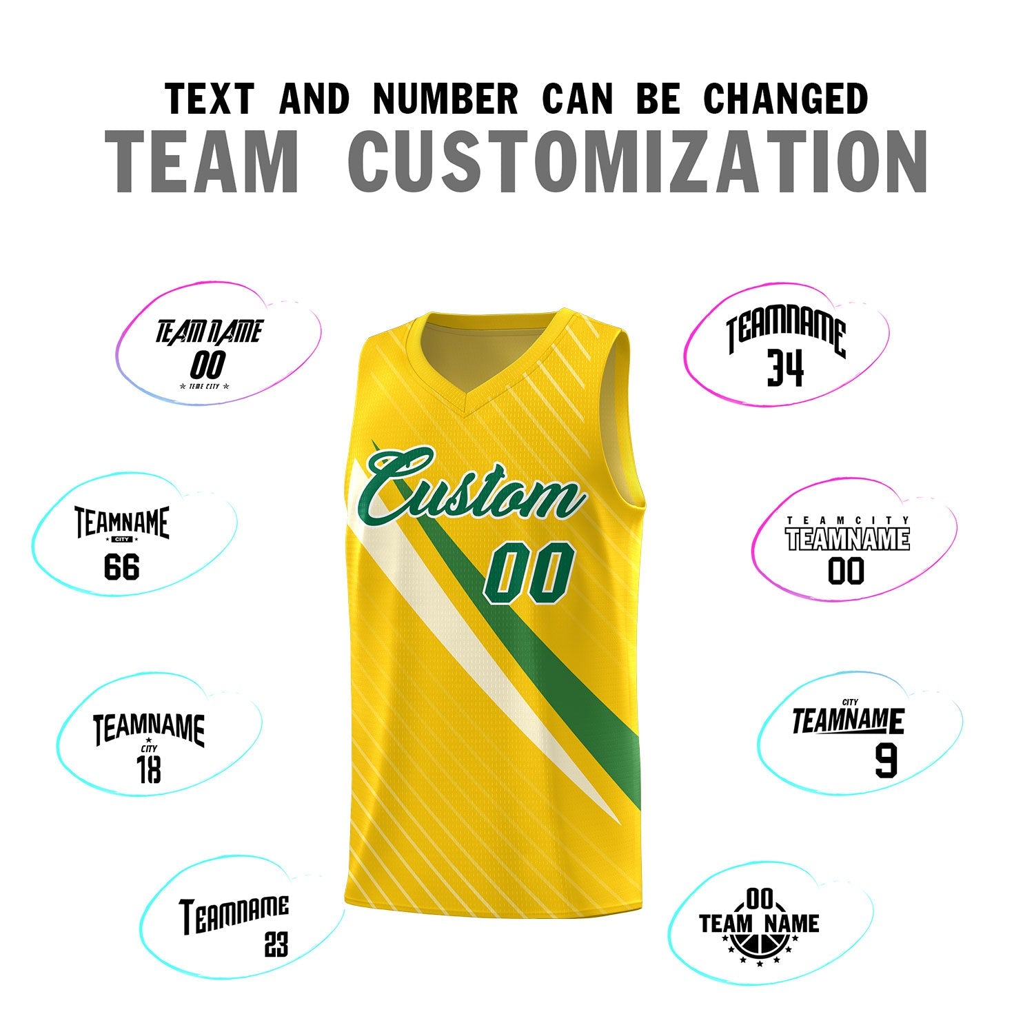Custom Gold Diagonal Pinstripe Pattern Color Block Sports Uniform Basketball Jersey