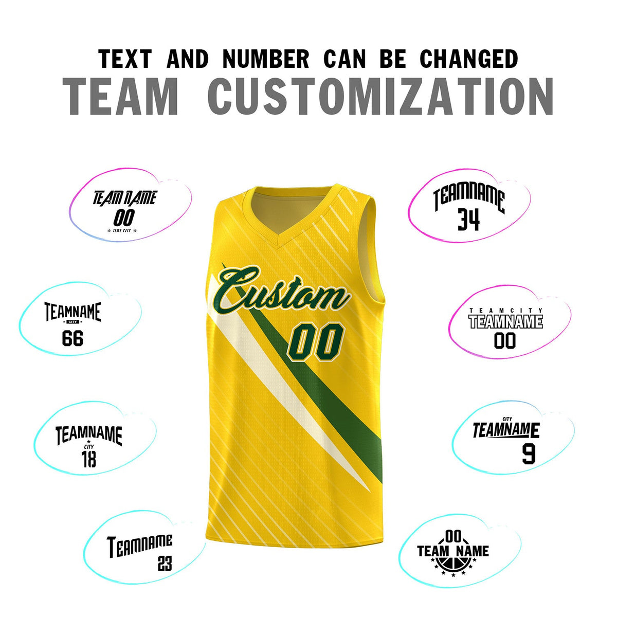 Custom Gold Diagonal Pinstripe Pattern Color Block Sports Uniform Basketball Jersey