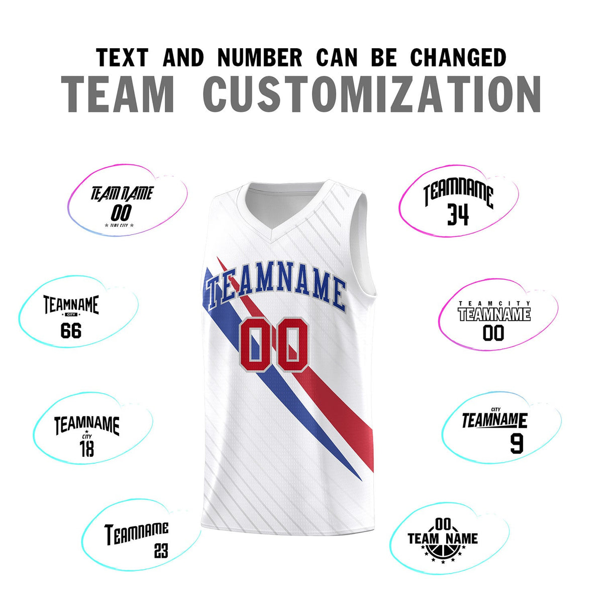 Custom White Diagonal Pinstripe Pattern Color Block Sports Uniform Basketball Jersey