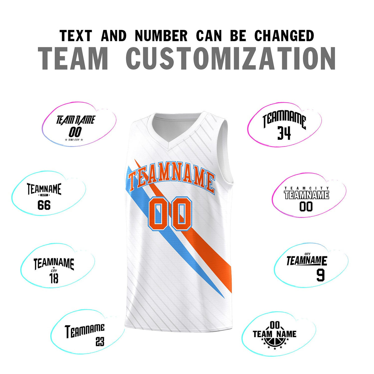 Custom White Diagonal Pinstripe Pattern Color Block Sports Uniform Basketball Jersey