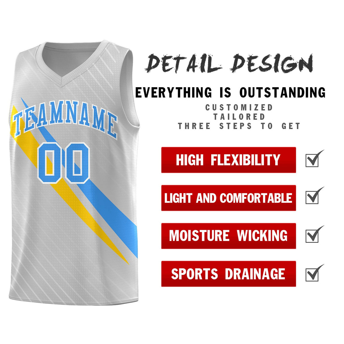 Custom Gray Diagonal Pinstripe Pattern Color Block Sports Uniform Basketball Jersey