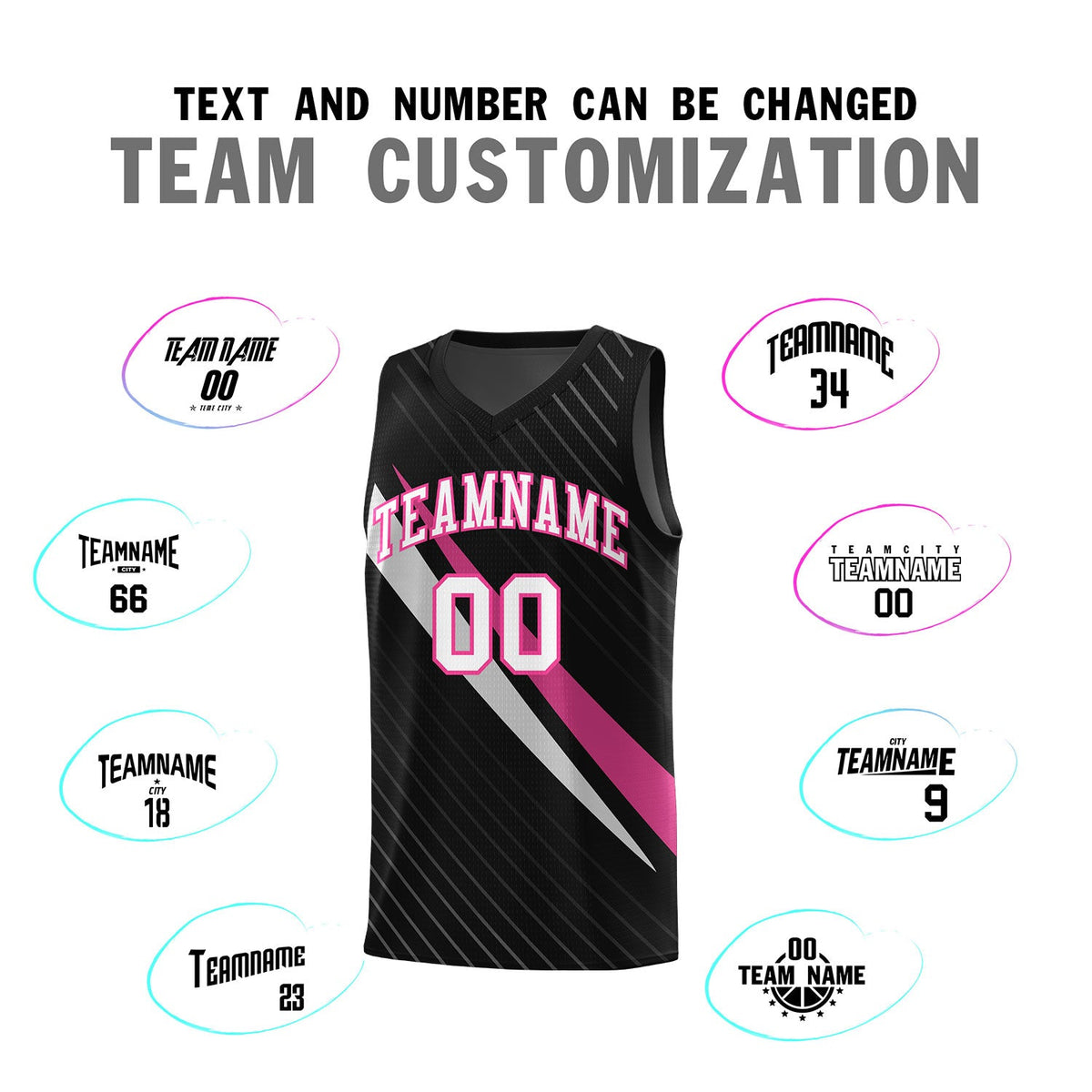 Custom Black Diagonal Pinstripe Pattern Color Block Sports Uniform Basketball Jersey