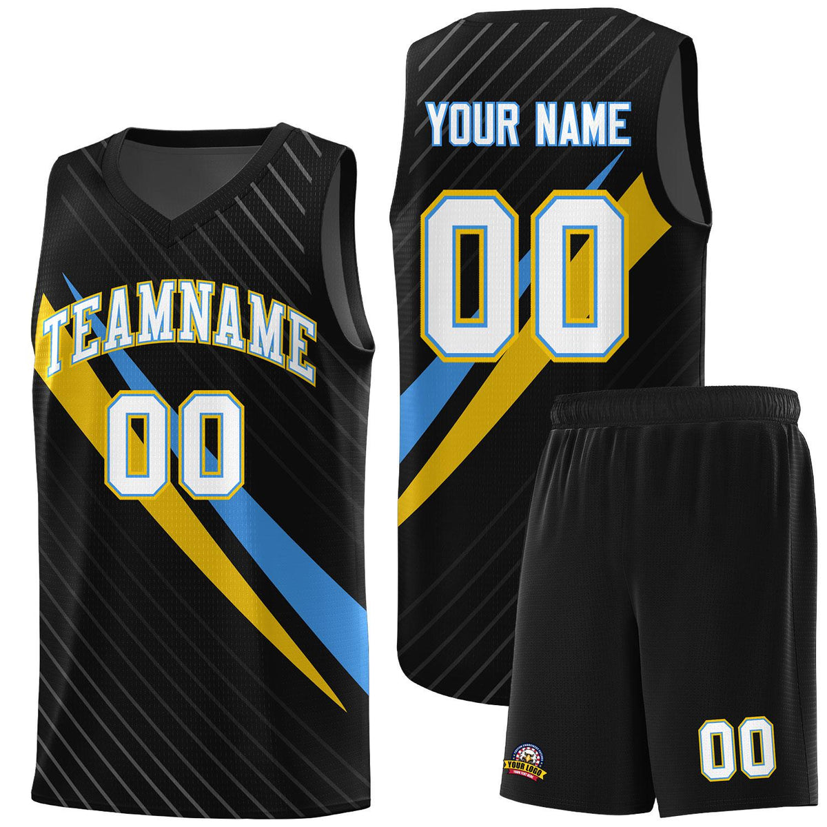 Custom Black Diagonal Pinstripe Pattern Color Block Sports Uniform Basketball Jersey