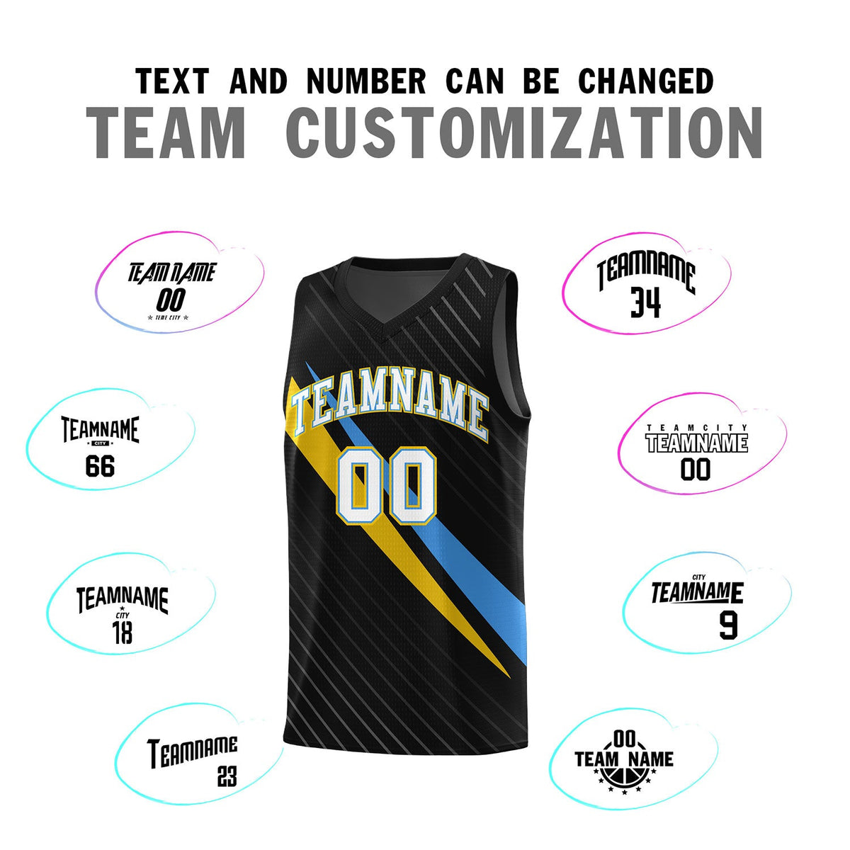 Custom Black Diagonal Pinstripe Pattern Color Block Sports Uniform Basketball Jersey