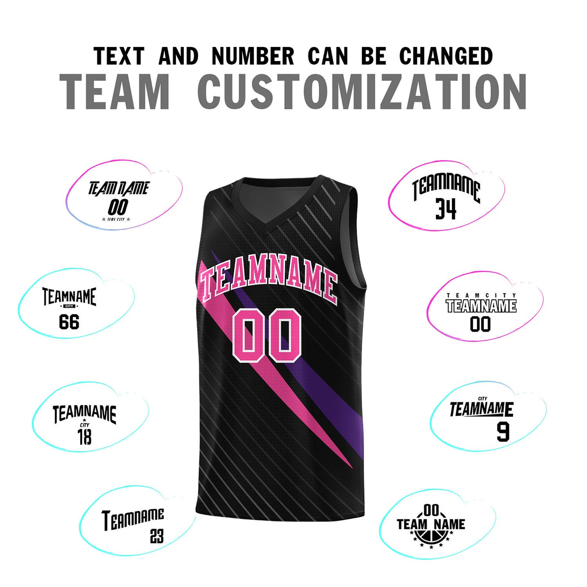 Custom Black Diagonal Pinstripe Pattern Color Block Sports Uniform Basketball Jersey