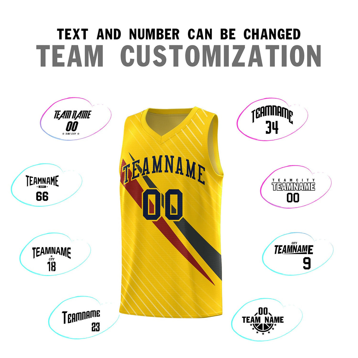 Custom Gold Diagonal Pinstripe Pattern Color Block Sports Uniform Basketball Jersey