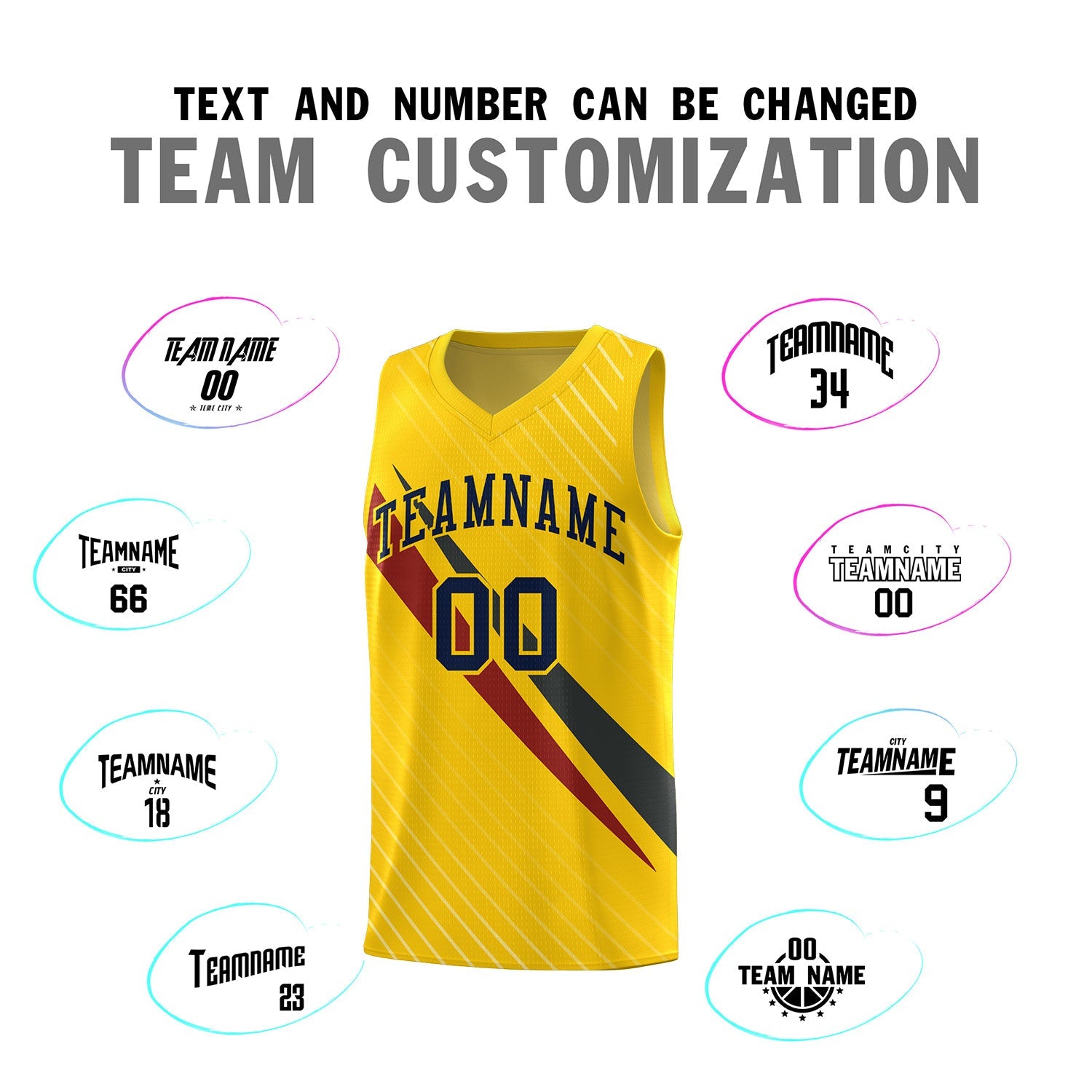 Custom Gold Diagonal Pinstripe Pattern Color Block Sports Uniform Basketball Jersey