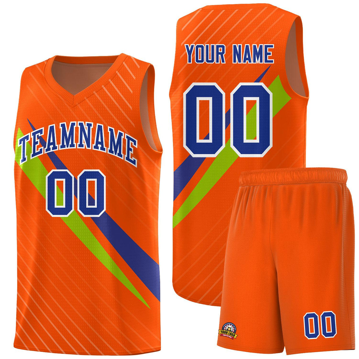 Custom Orange Diagonal Pinstripe Pattern Color Block Sports Uniform Basketball Jersey