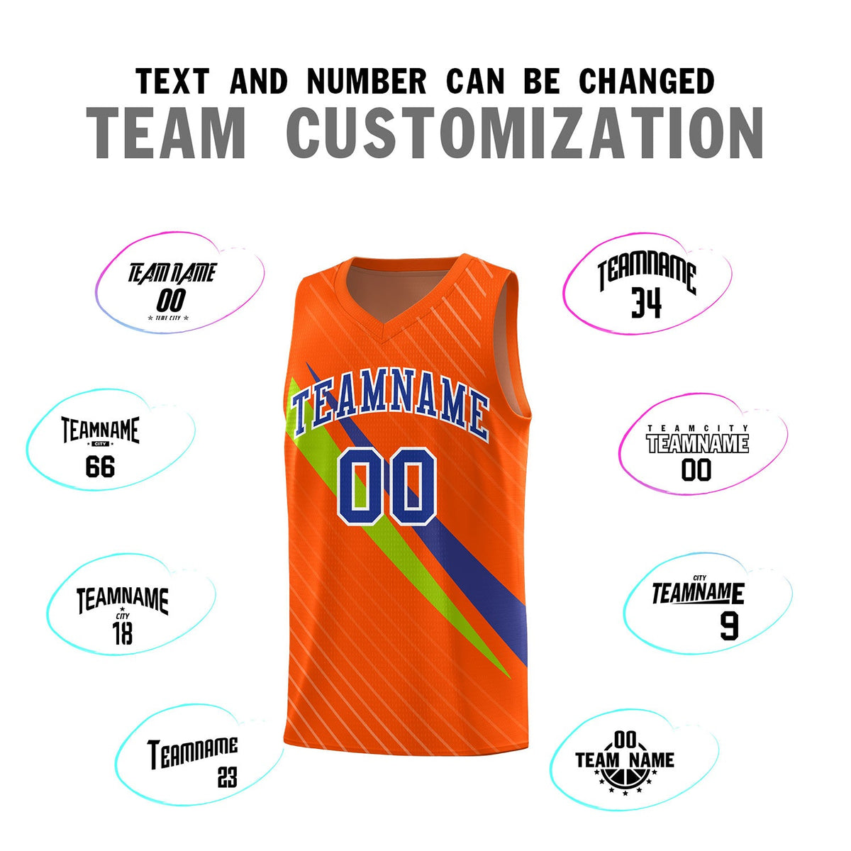 Custom Orange Diagonal Pinstripe Pattern Color Block Sports Uniform Basketball Jersey