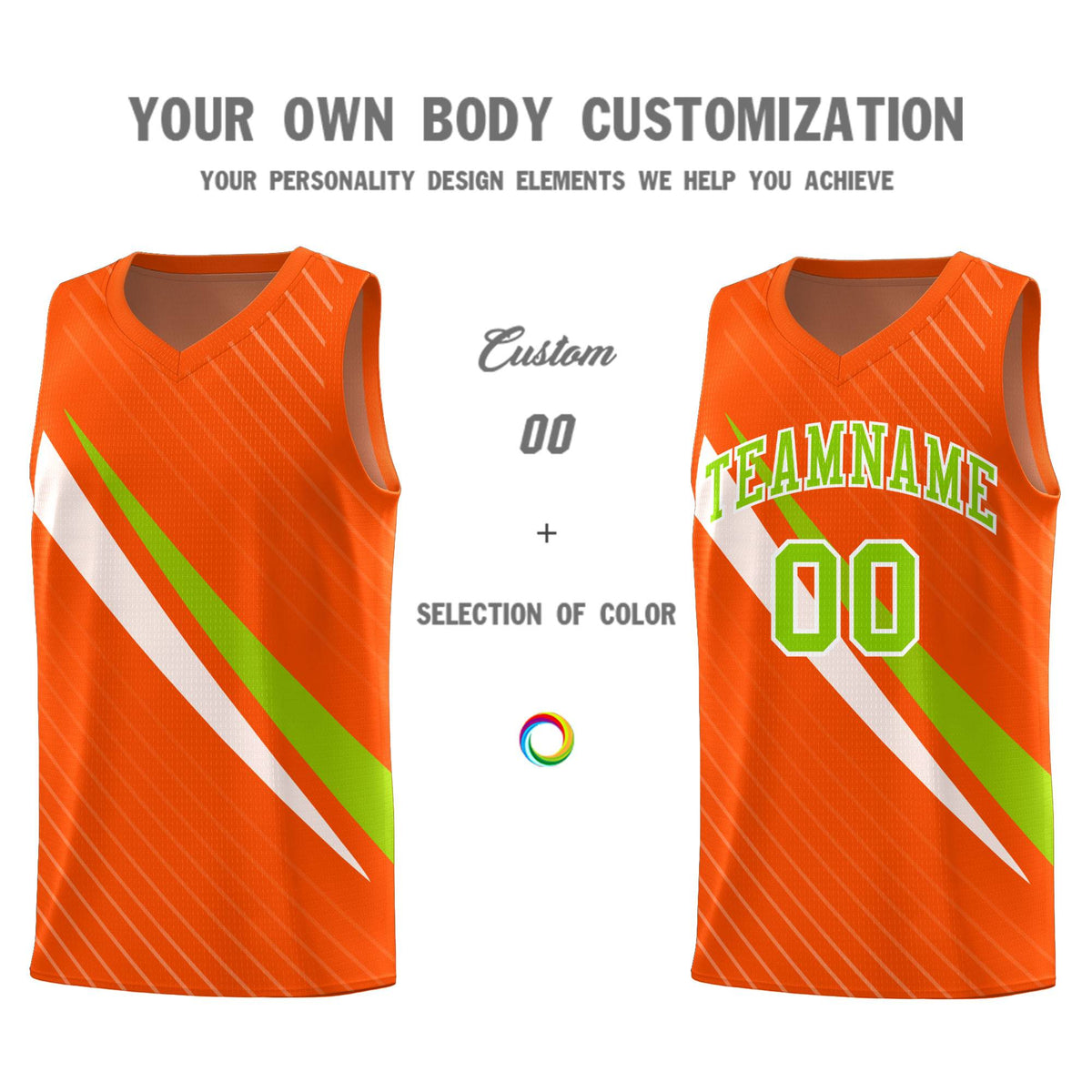 Custom Orange Diagonal Pinstripe Pattern Color Block Sports Uniform Basketball Jersey
