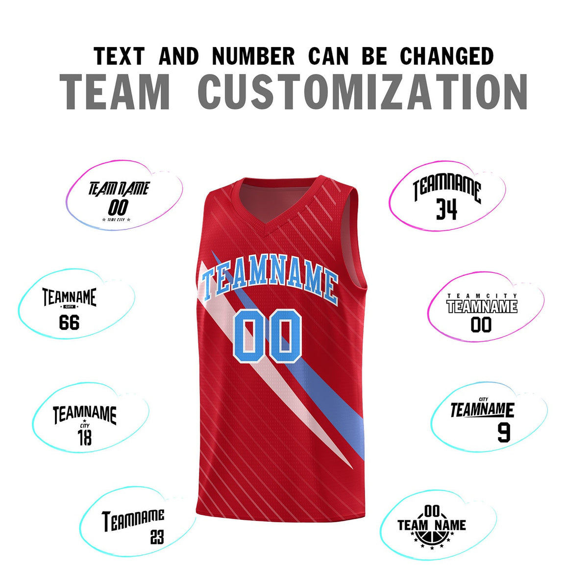 Custom Red Diagonal Pinstripe Pattern Color Block Sports Uniform Basketball Jersey