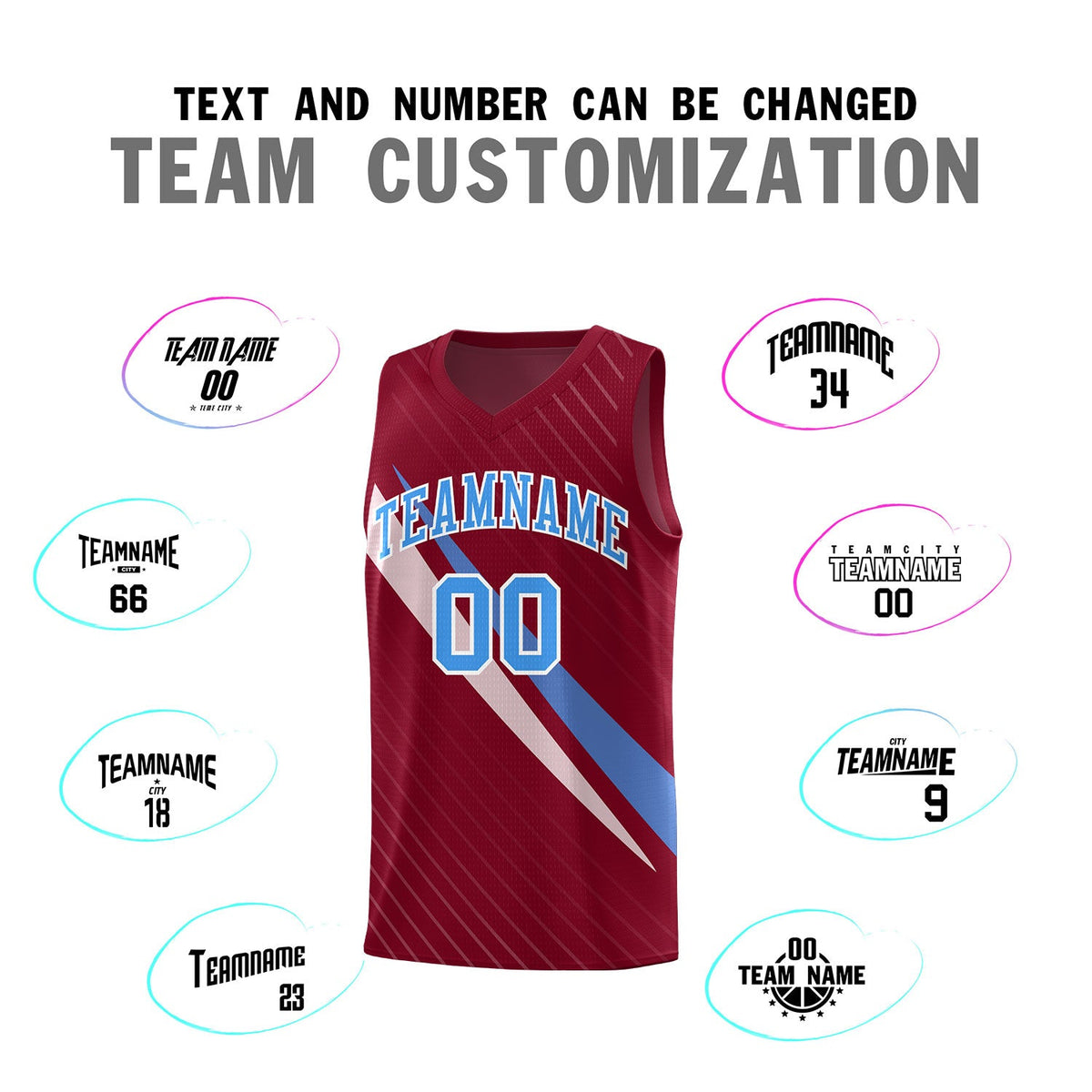 Custom Crimson Diagonal Pinstripe Pattern Color Block Sports Uniform Basketball Jersey
