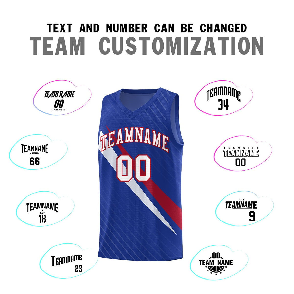 Custom Royal Diagonal Pinstripe Pattern Color Block Sports Uniform Basketball Jersey